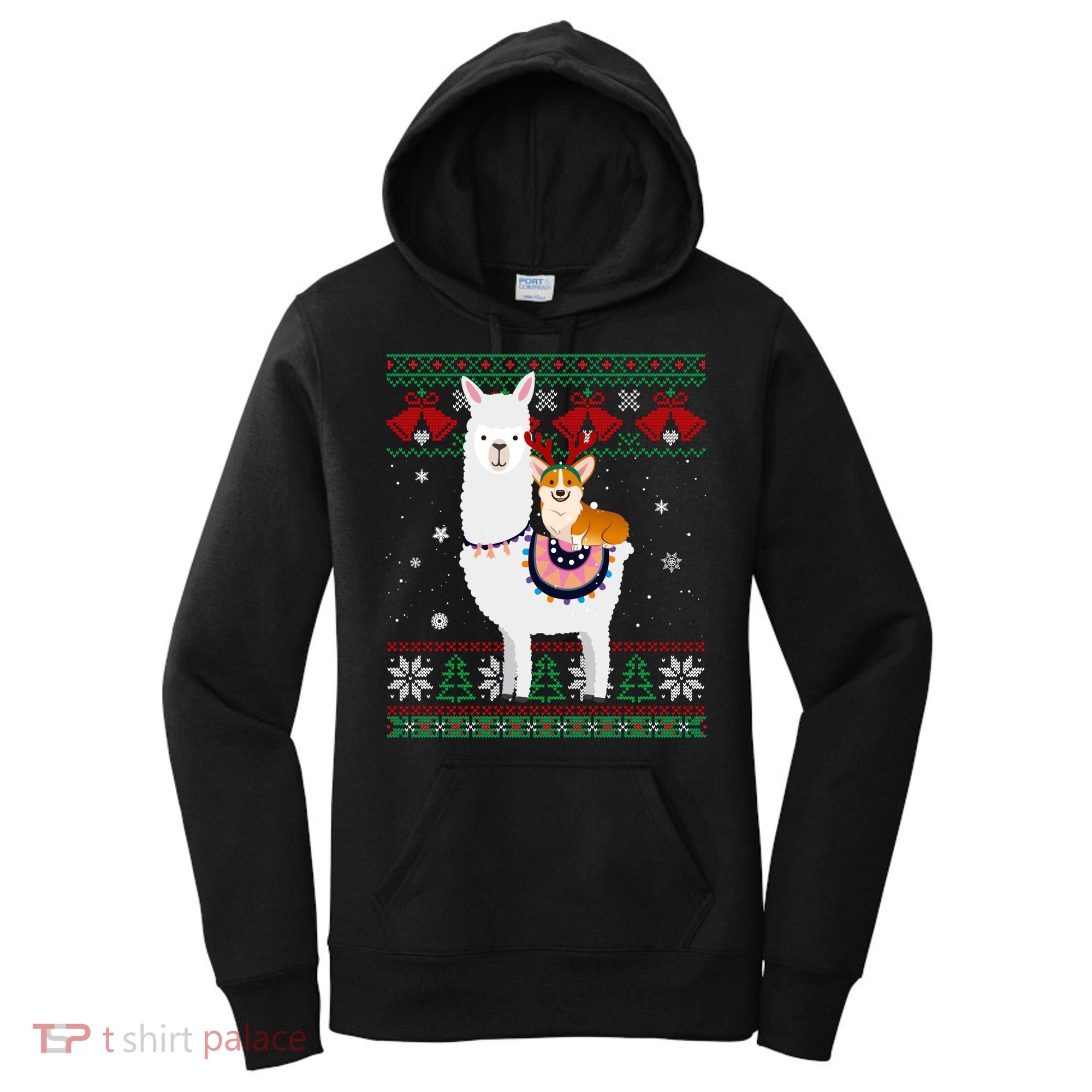Funny Corgi Riding Llama Christmas Funny Gift Corgi Xmas Ugly Cute Gift Women's Hoodie