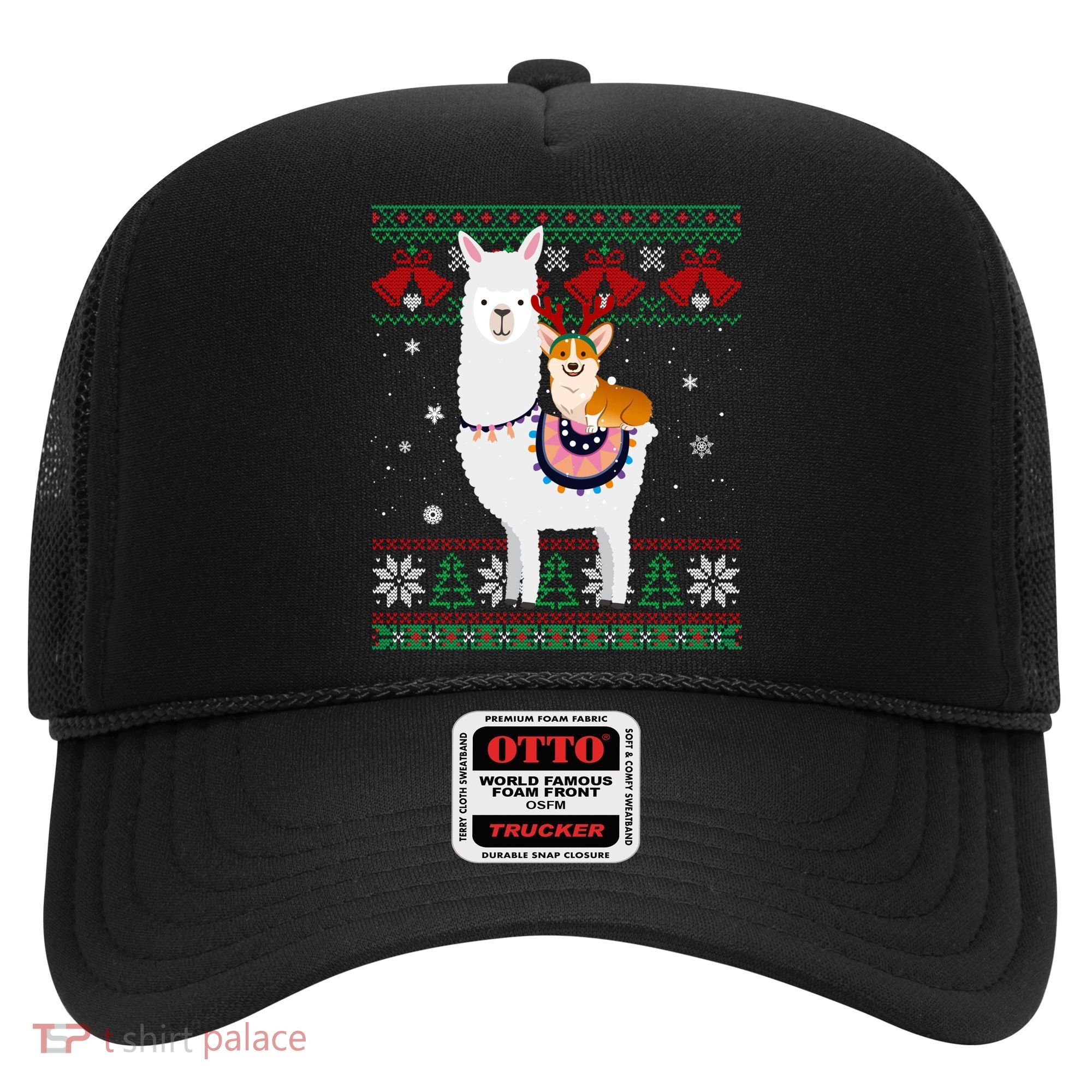 Funny Corgi Riding Llama Christmas Funny Gift Corgi Xmas Ugly Cute Gift Hat