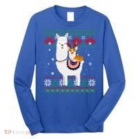 Funny Corgi Riding Llama Christmas Funny Gift Corgi Xmas Ugly Cute Gift Long Sleeve Shirt thumb 0