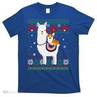Funny Corgi Riding Llama Christmas Funny Gift Corgi Xmas Ugly Cute Gift T-Shirt thumb 0