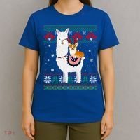 Funny Corgi Riding Llama Christmas Funny Gift Corgi Xmas Ugly Cute Gift T-Shirt thumb 4