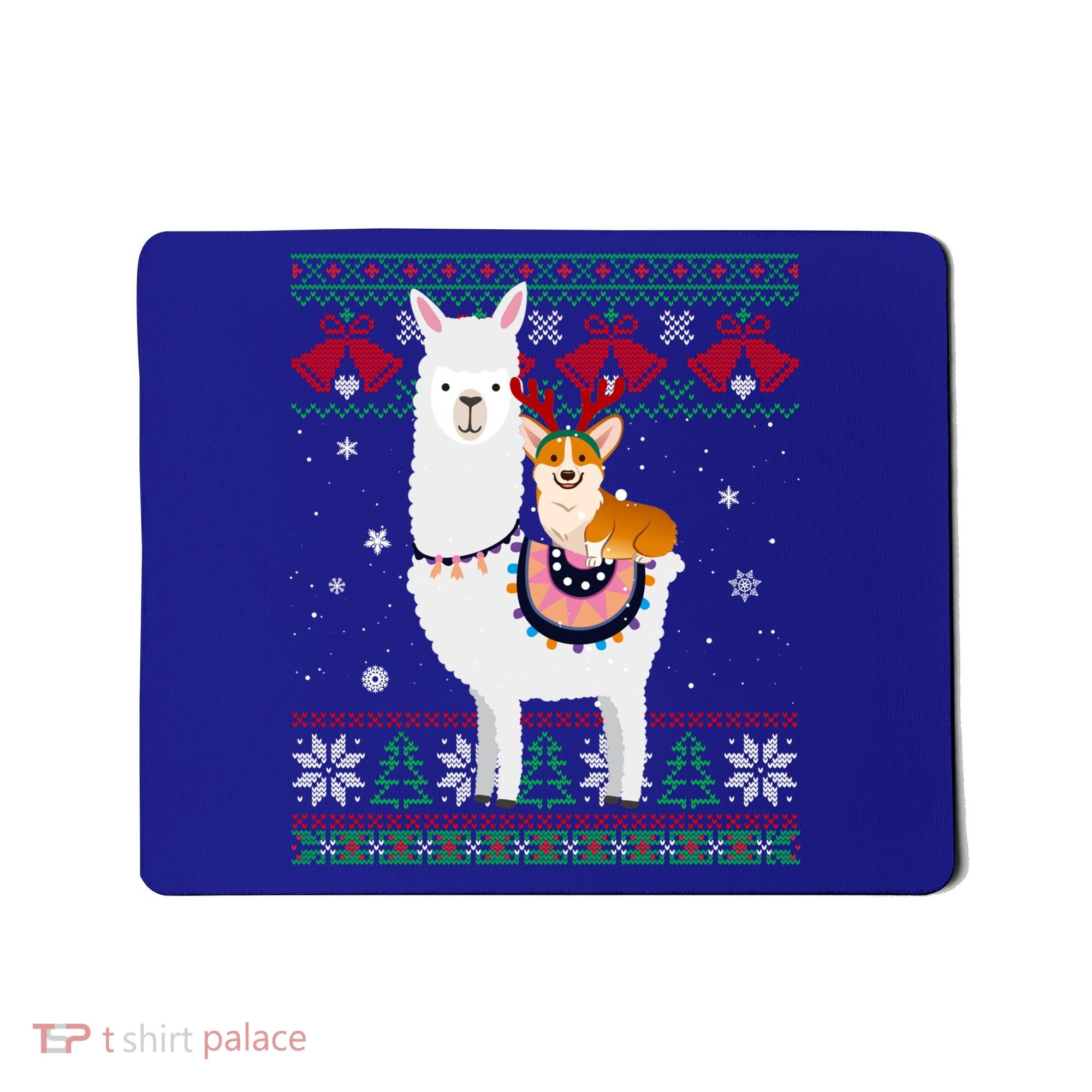Funny Corgi Riding Llama Christmas Funny Gift Corgi Xmas Ugly Cute Gift Mousepad