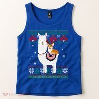 Funny Corgi Riding Llama Christmas Funny Gift Corgi Xmas Ugly Cute Gift Tank Top thumb 2