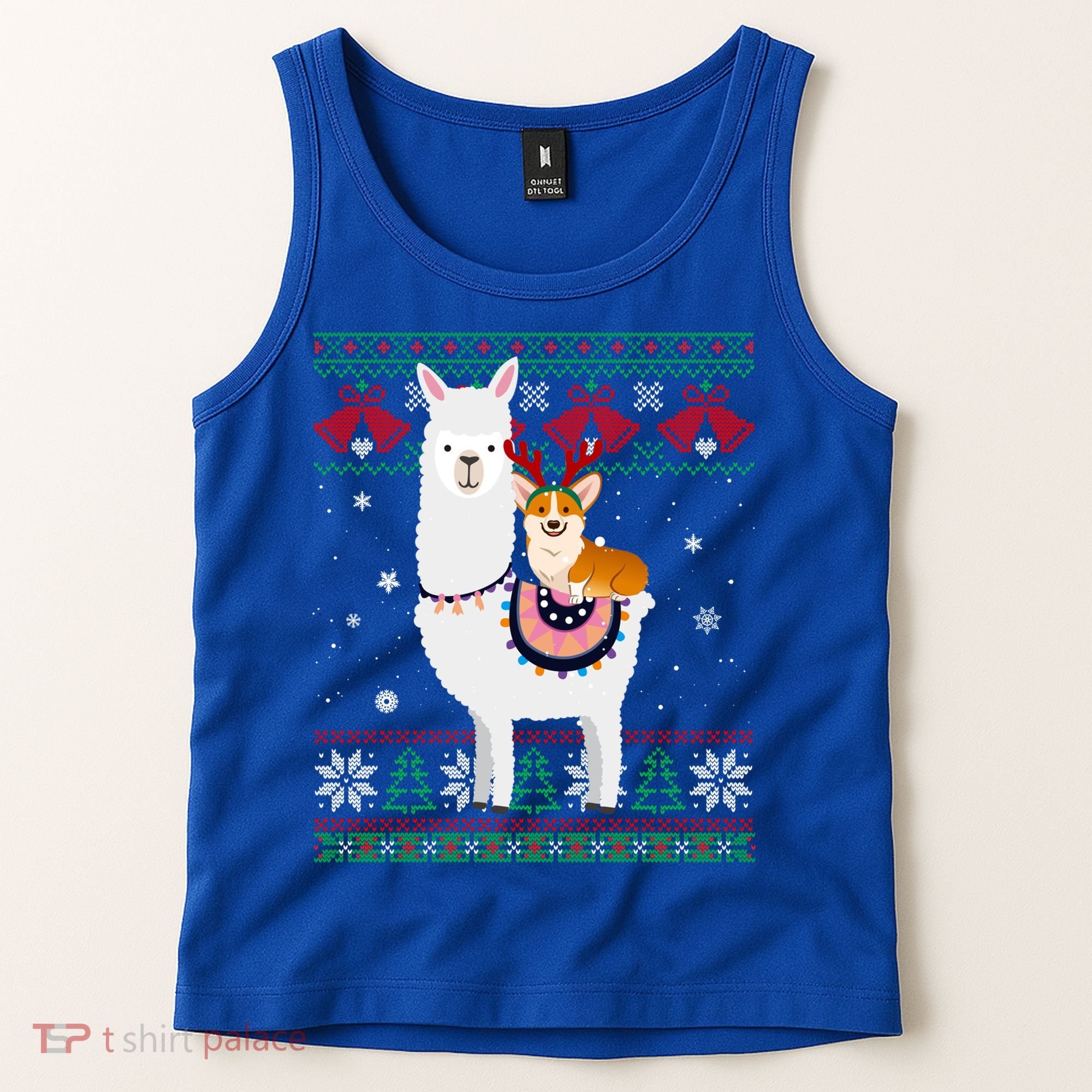 Funny Corgi Riding Llama Christmas Funny Gift Corgi Xmas Ugly Cute Gift Tank Top