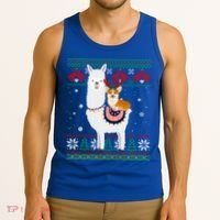 Funny Corgi Riding Llama Christmas Funny Gift Corgi Xmas Ugly Cute Gift Tank Top thumb 3