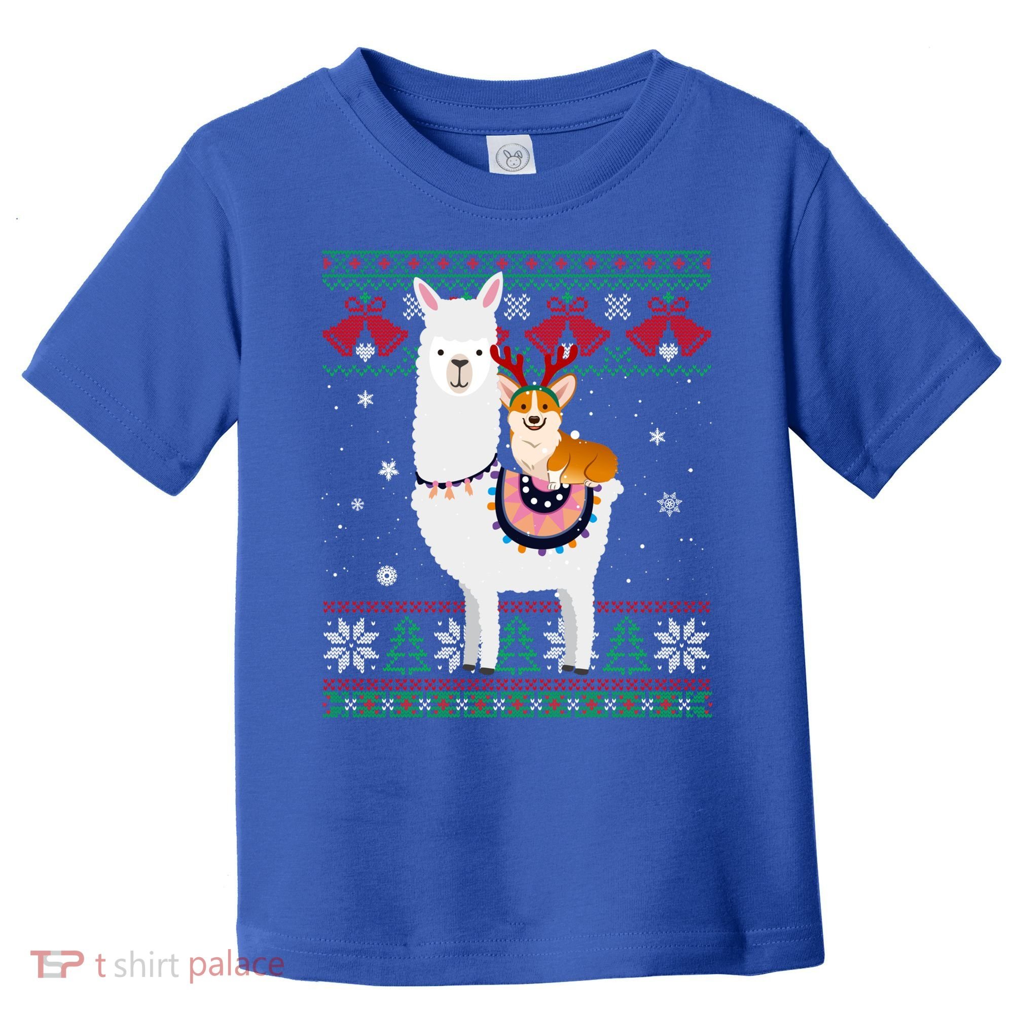 Funny Corgi Riding Llama Christmas Funny Gift Corgi Xmas Ugly Cute Gift Toddler T-Shirt