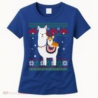 Funny Corgi Riding Llama Christmas Funny Gift Corgi Xmas Ugly Cute Gift Women's T-Shirt thumb 0