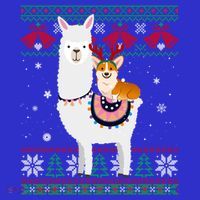 Funny Corgi Riding Llama Christmas Funny Gift Corgi Xmas Ugly Cute Gift Women's T-Shirt thumb 6