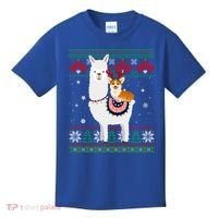 Funny Corgi Riding Llama Christmas Funny Gift Corgi Xmas Ugly Cute Gift Kids T-Shirt thumb 0