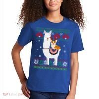 Funny Corgi Riding Llama Christmas Funny Gift Corgi Xmas Ugly Cute Gift Kids T-Shirt thumb 2