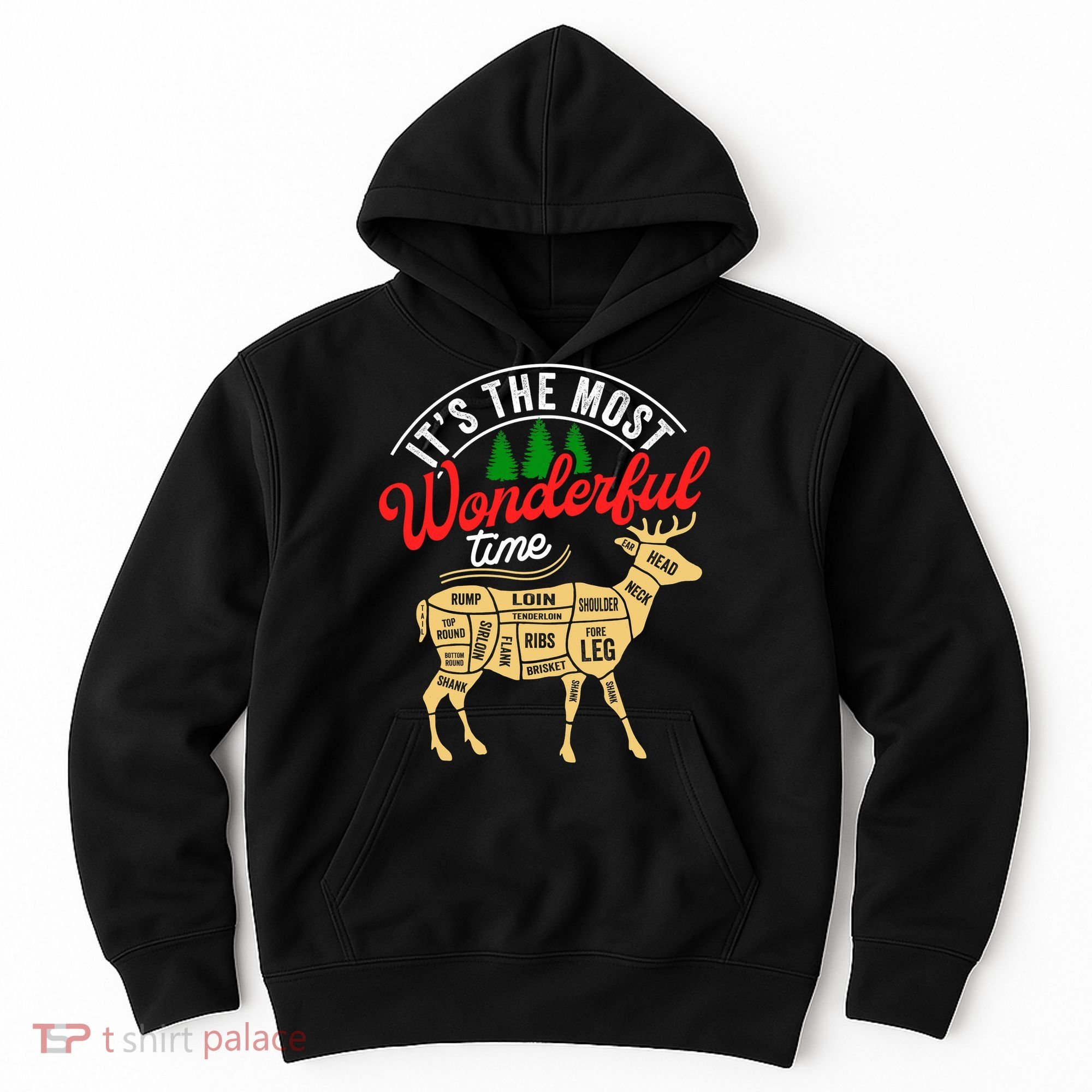 Funny Christmas Reindeer Hunter Deer Meat Hunting Gifts Hoodie