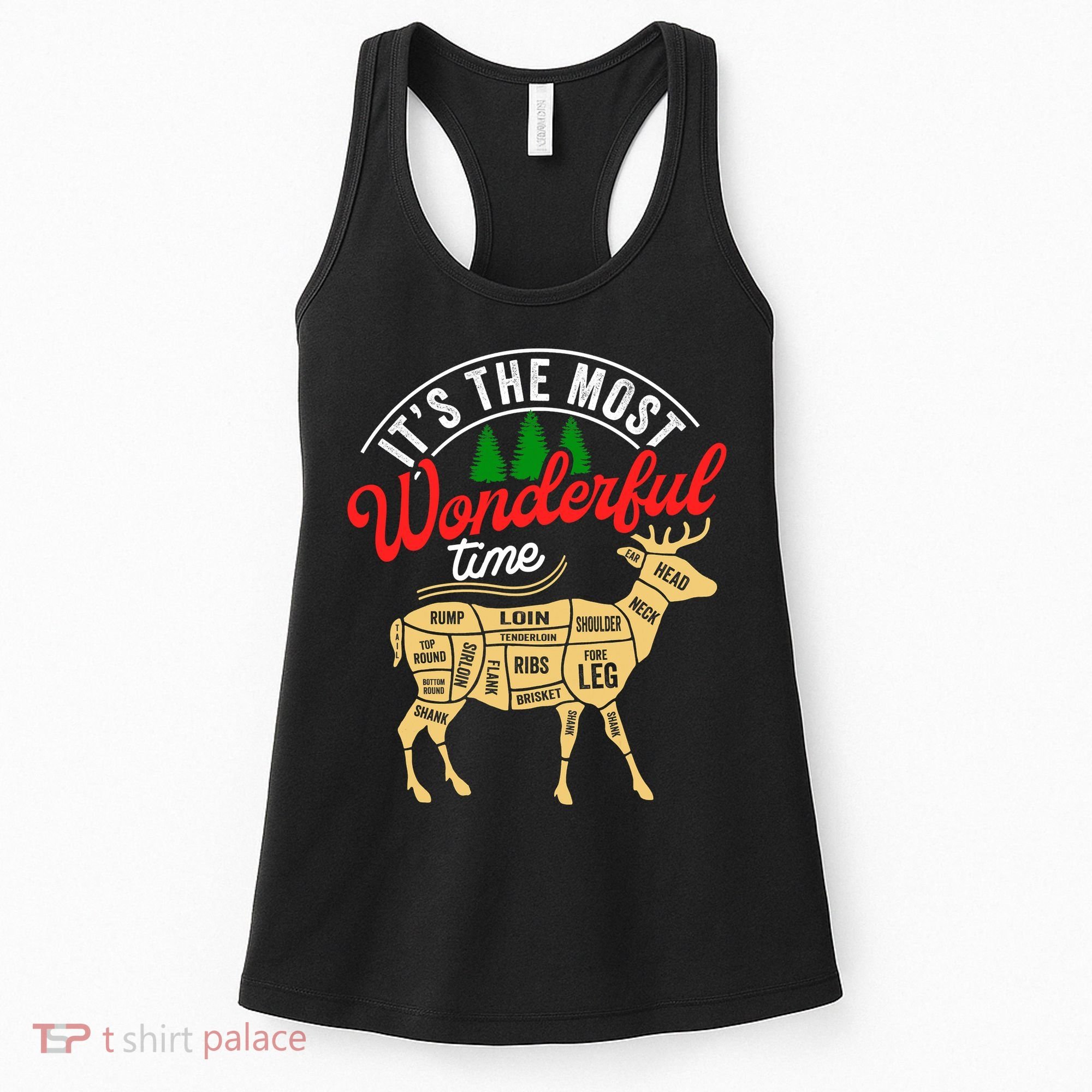 Funny Christmas Reindeer Hunter Deer Meat Hunting Gifts Women's Tank Top