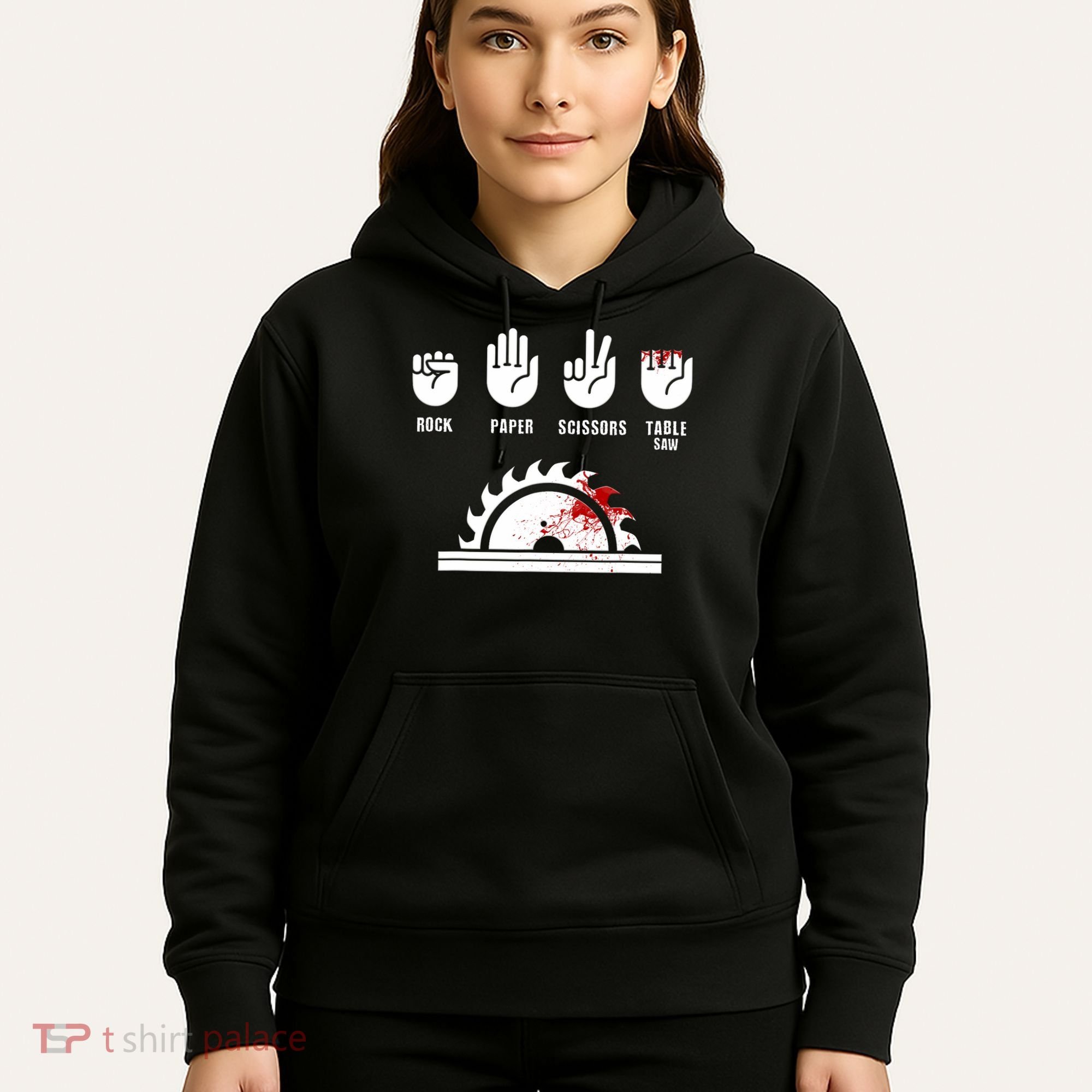Funny Carpenter Rock Paper Scissors Table Saw Hoodie