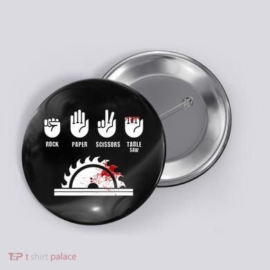 Funny Carpenter Rock Paper Scissors Table Saw Button