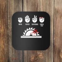 Funny Carpenter Rock Paper Scissors Table Saw Coaster thumb 0