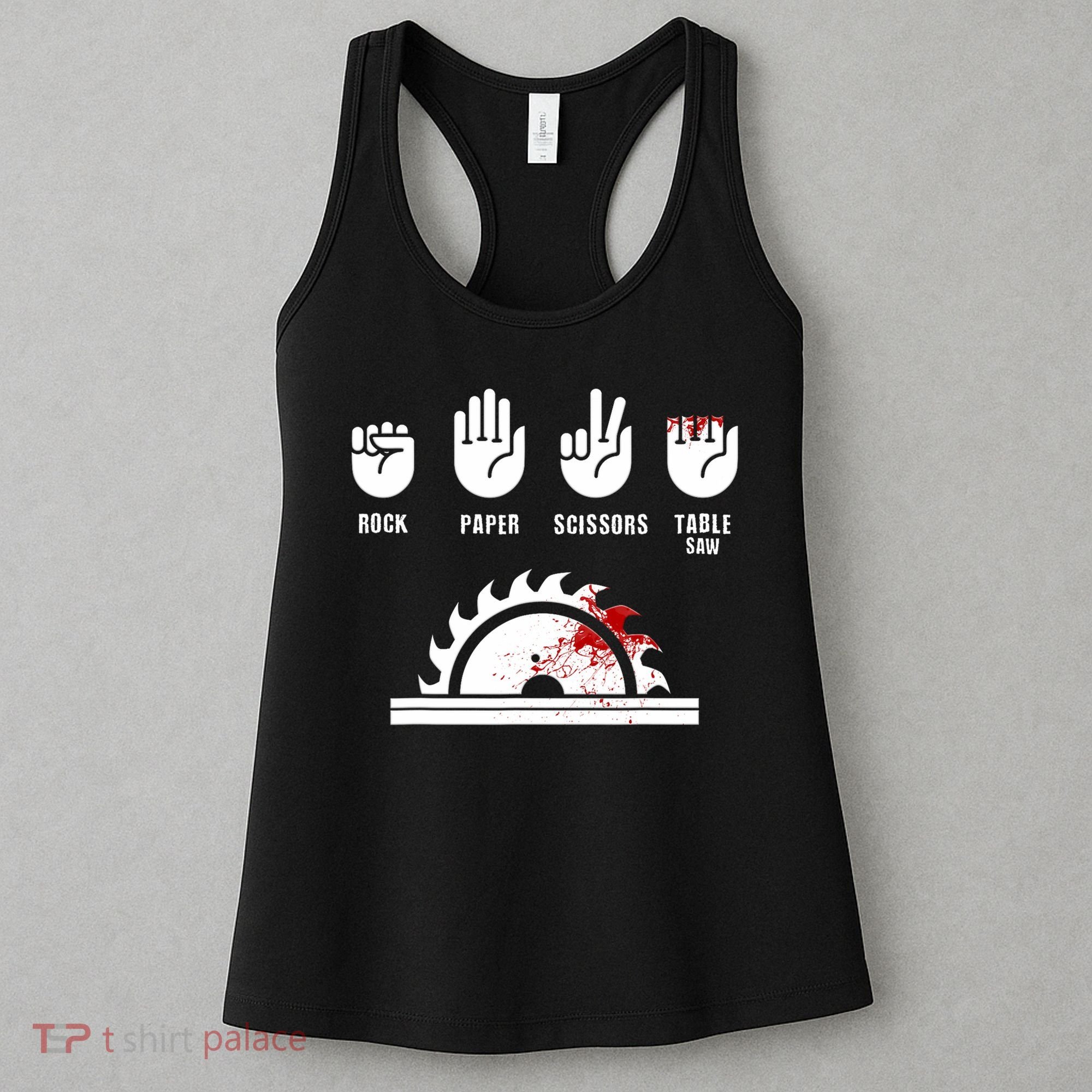 Funny Carpenter Rock Paper Scissors Table Saw Women's Tank Top