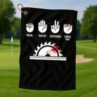 Funny Carpenter Rock Paper Scissors Table Saw Golf Towel thumb 1
