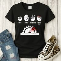 Funny Carpenter Rock Paper Scissors Table Saw Women's T-Shirt thumb 3
