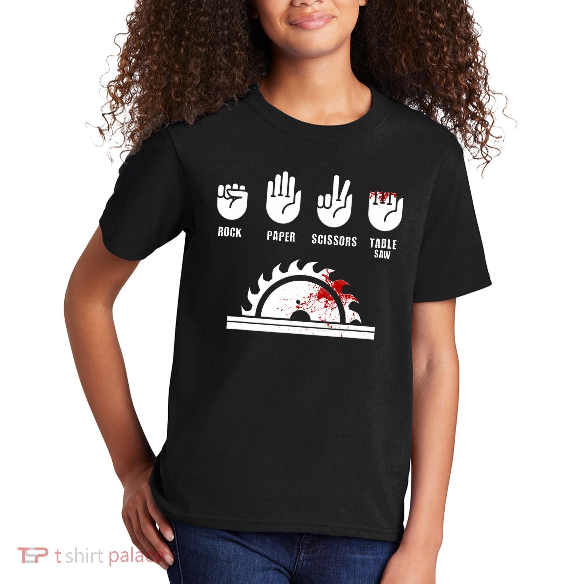 Funny Carpenter Rock Paper Scissors Table Saw Kids T-Shirt