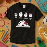 Funny Carpenter Rock Paper Scissors Table Saw Kids T-Shirt thumb 3