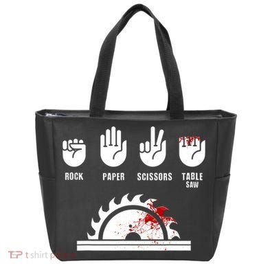 Funny Carpenter Rock Paper Scissors Table Saw Tote Bag