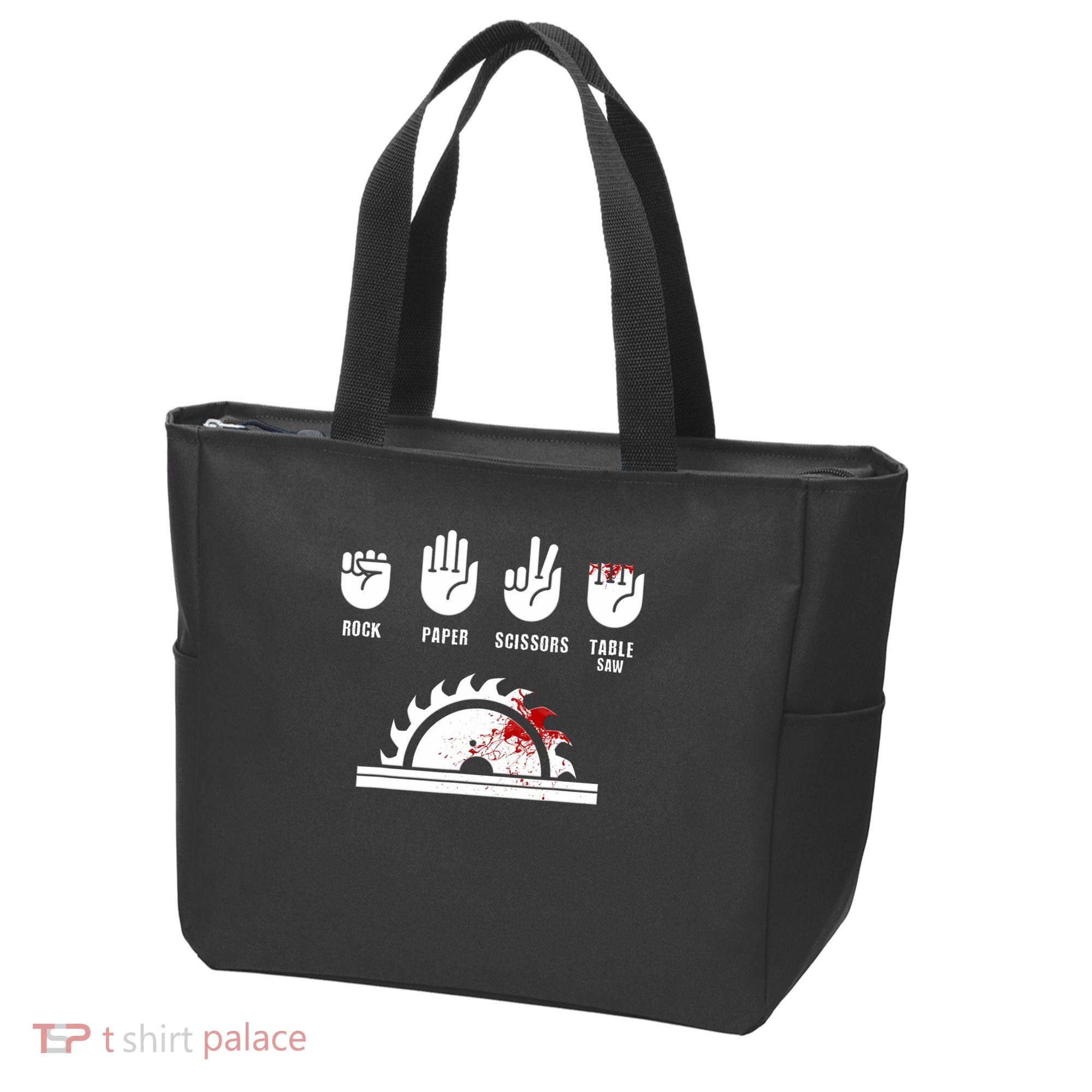 Funny Carpenter Rock Paper Scissors Table Saw Tote Bag