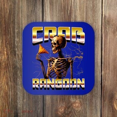 Funny Crab Rangoon Bootleg Rap Aesthetic Goons Meme Skeleton Coaster