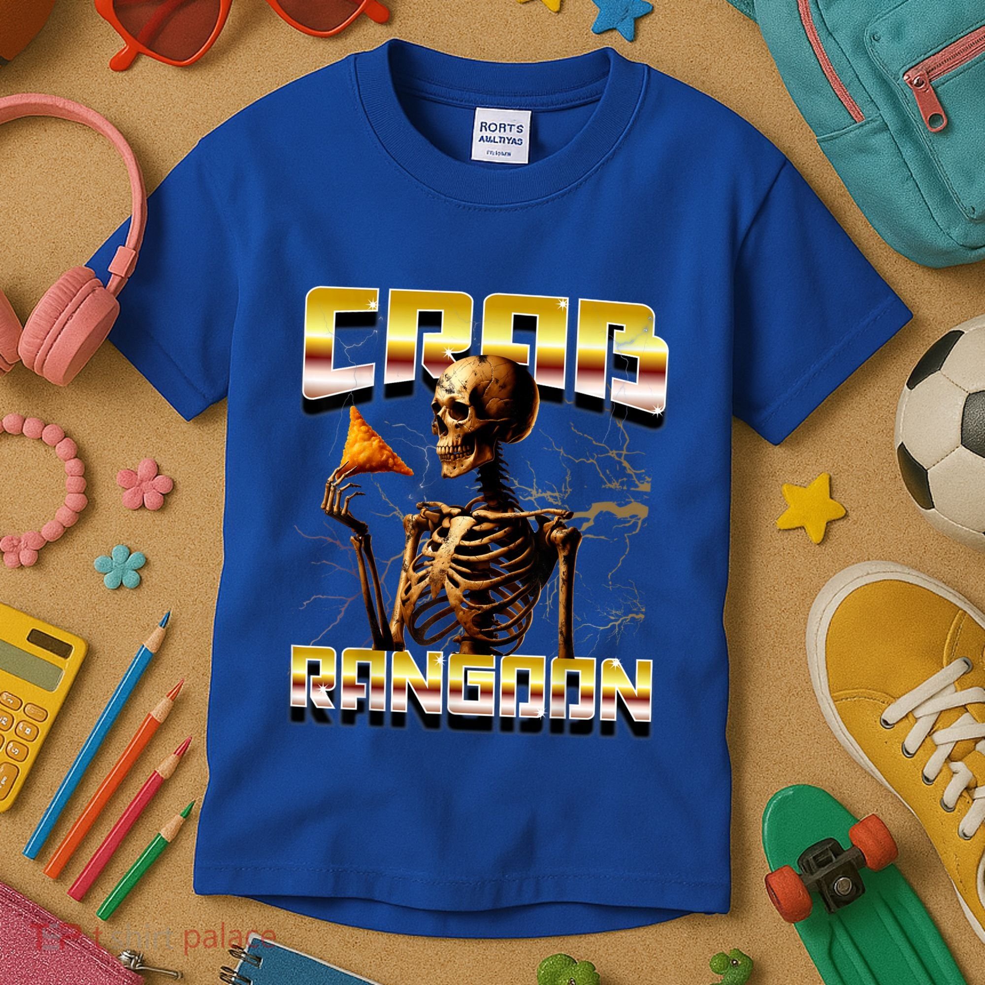 Funny Crab Rangoon Bootleg Rap Aesthetic Goons Meme Skeleton Kids T-Shirt