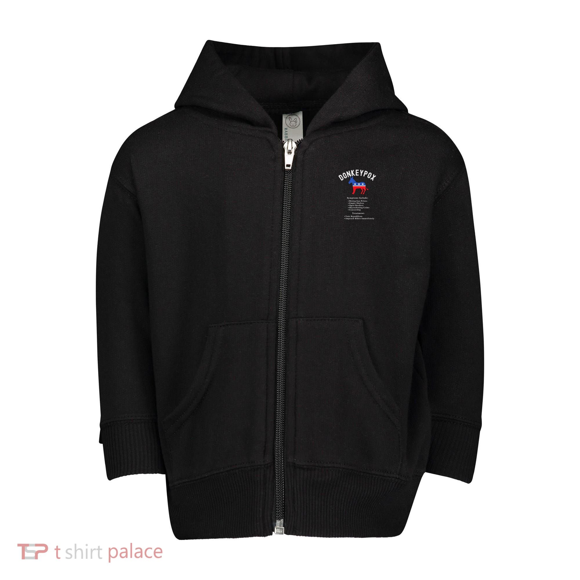 Funny Conservative Republican Anti Biden Donkeypox Toddler Zip Fleece Hoodie