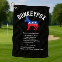 Funny Conservative Republican Anti Biden Donkeypox Golf Towel thumb 1
