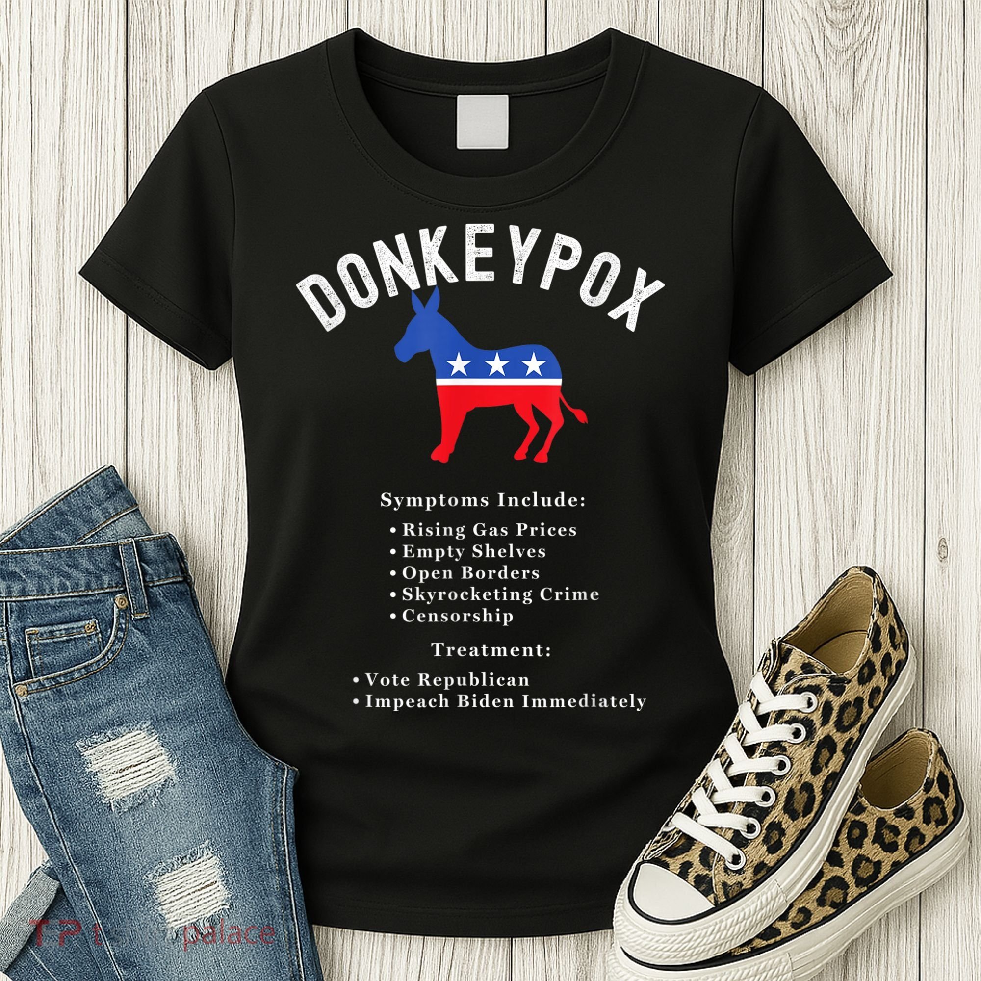 Funny Conservative Republican Anti Biden Donkeypox Women's T-Shirt