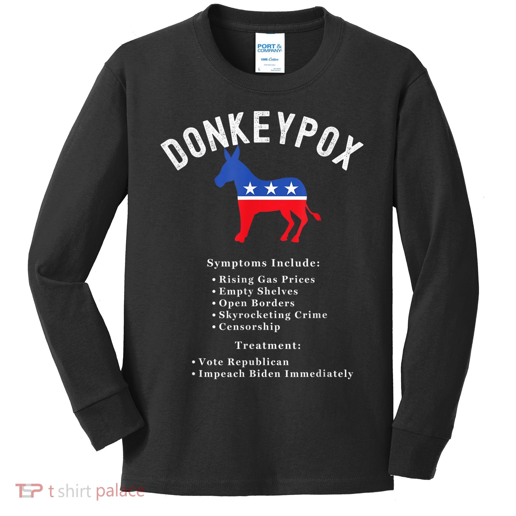 Funny Conservative Republican Anti Biden Donkeypox Kids Long Sleeve Shirt