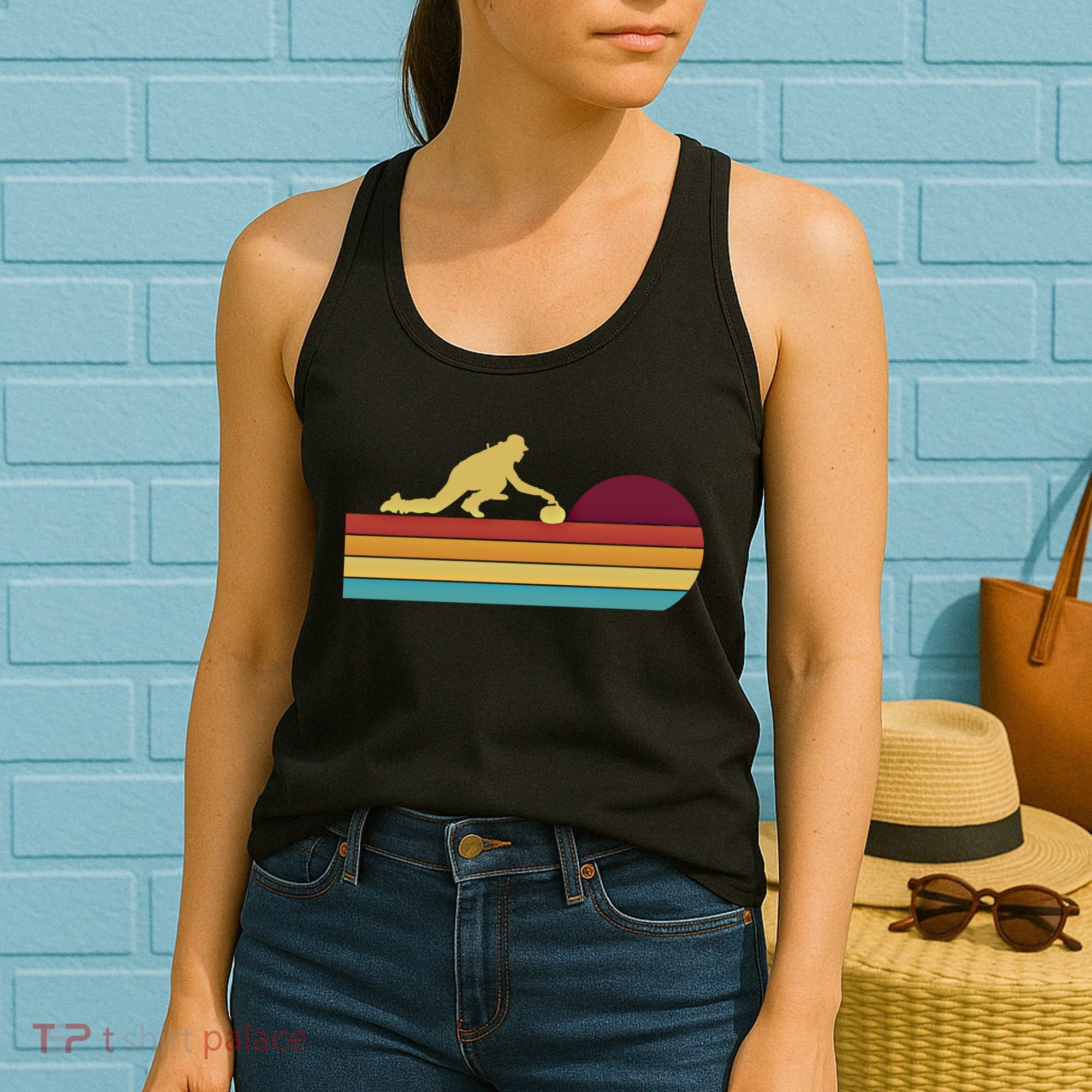Funny Curling Retro Curler Ice Winter Sport Curlers Curling Gift Women's Tank Top