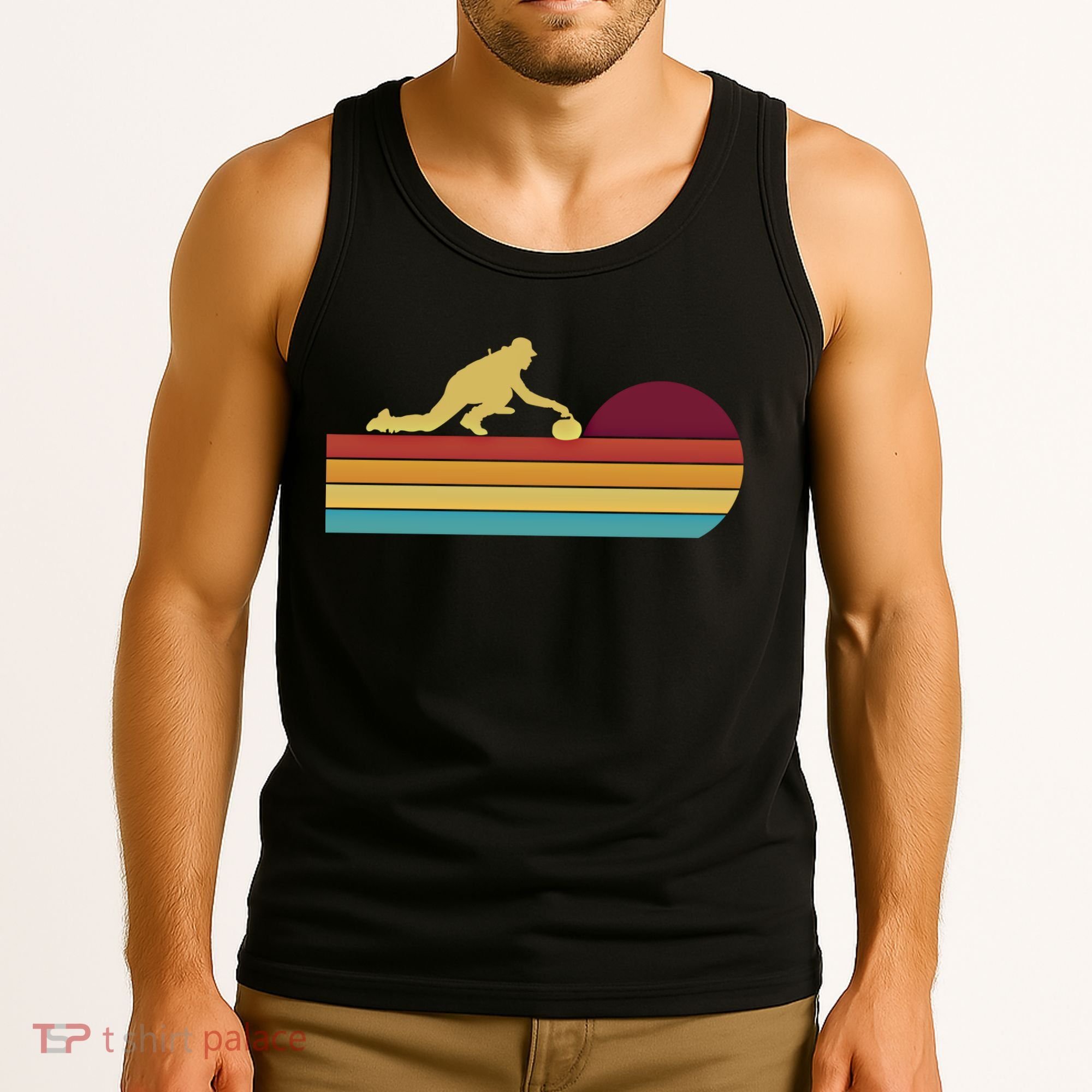 Funny Curling Retro Curler Ice Winter Sport Curlers Curling Gift Tank Top