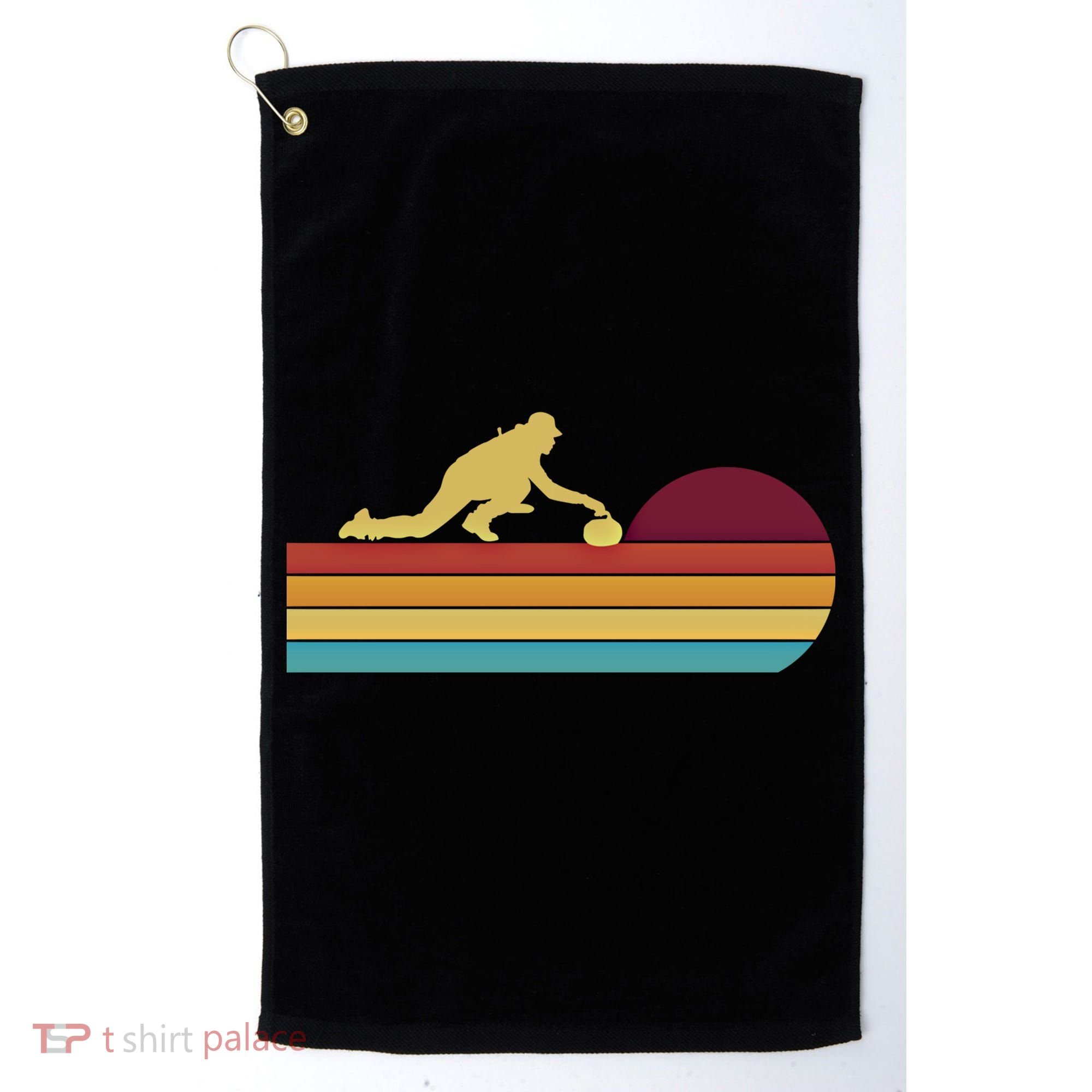 Funny Curling Retro Curler Ice Winter Sport Curlers Curling Gift Golf Towel