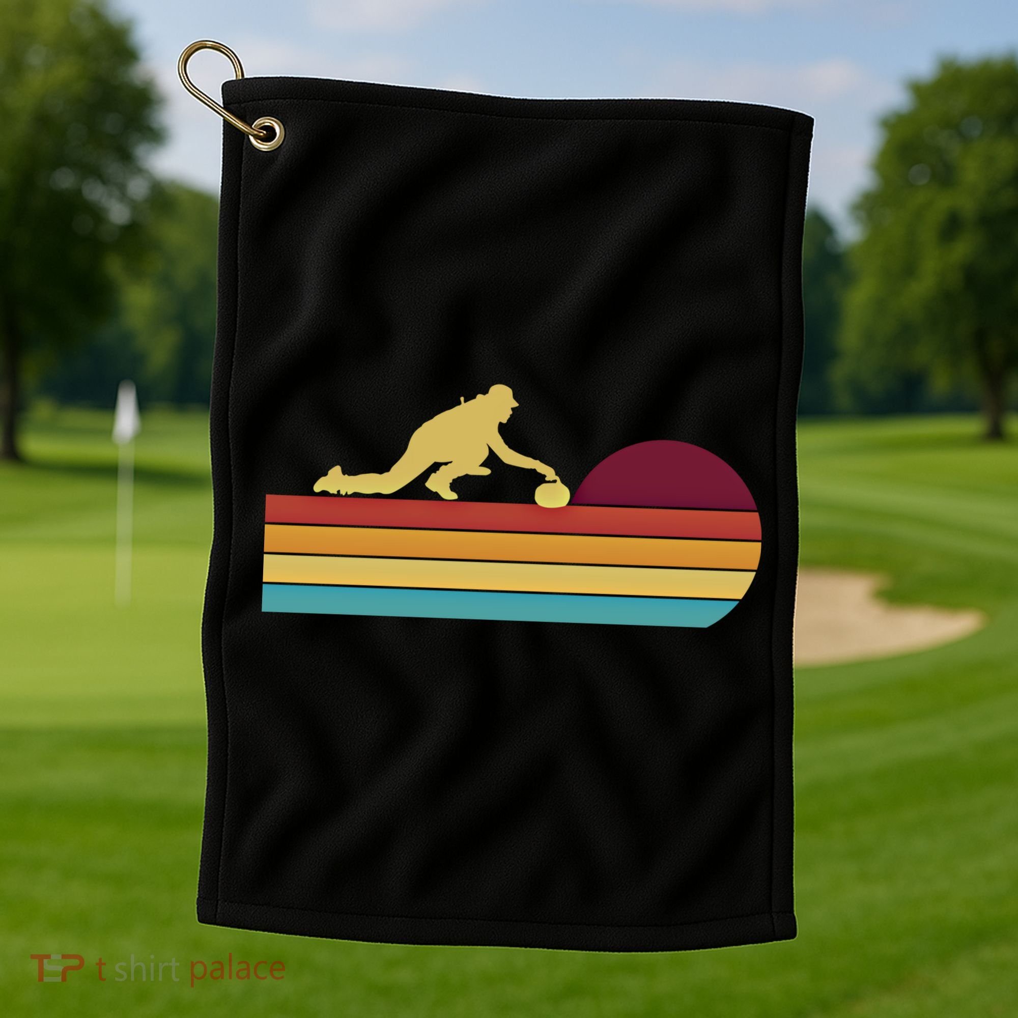 Funny Curling Retro Curler Ice Winter Sport Curlers Curling Gift Golf Towel