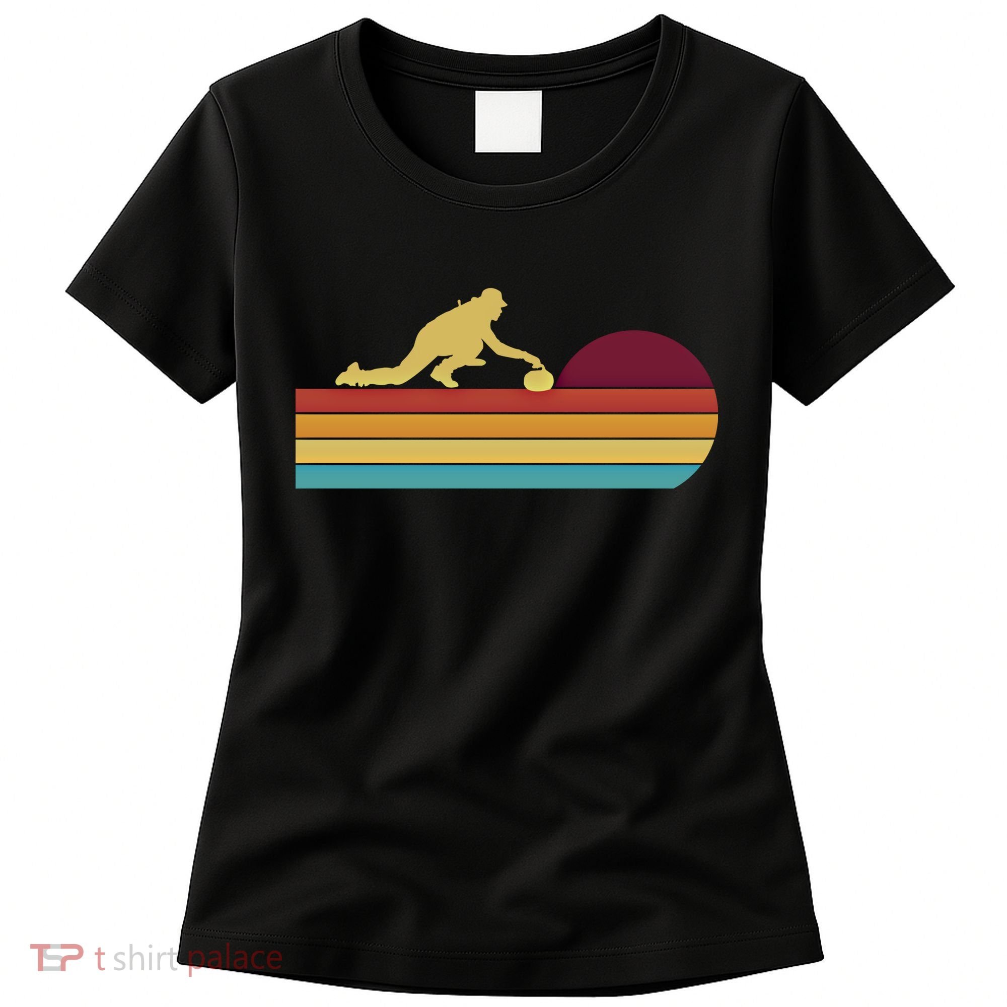 Funny Curling Retro Curler Ice Winter Sport Curlers Curling Gift Women's T-Shirt