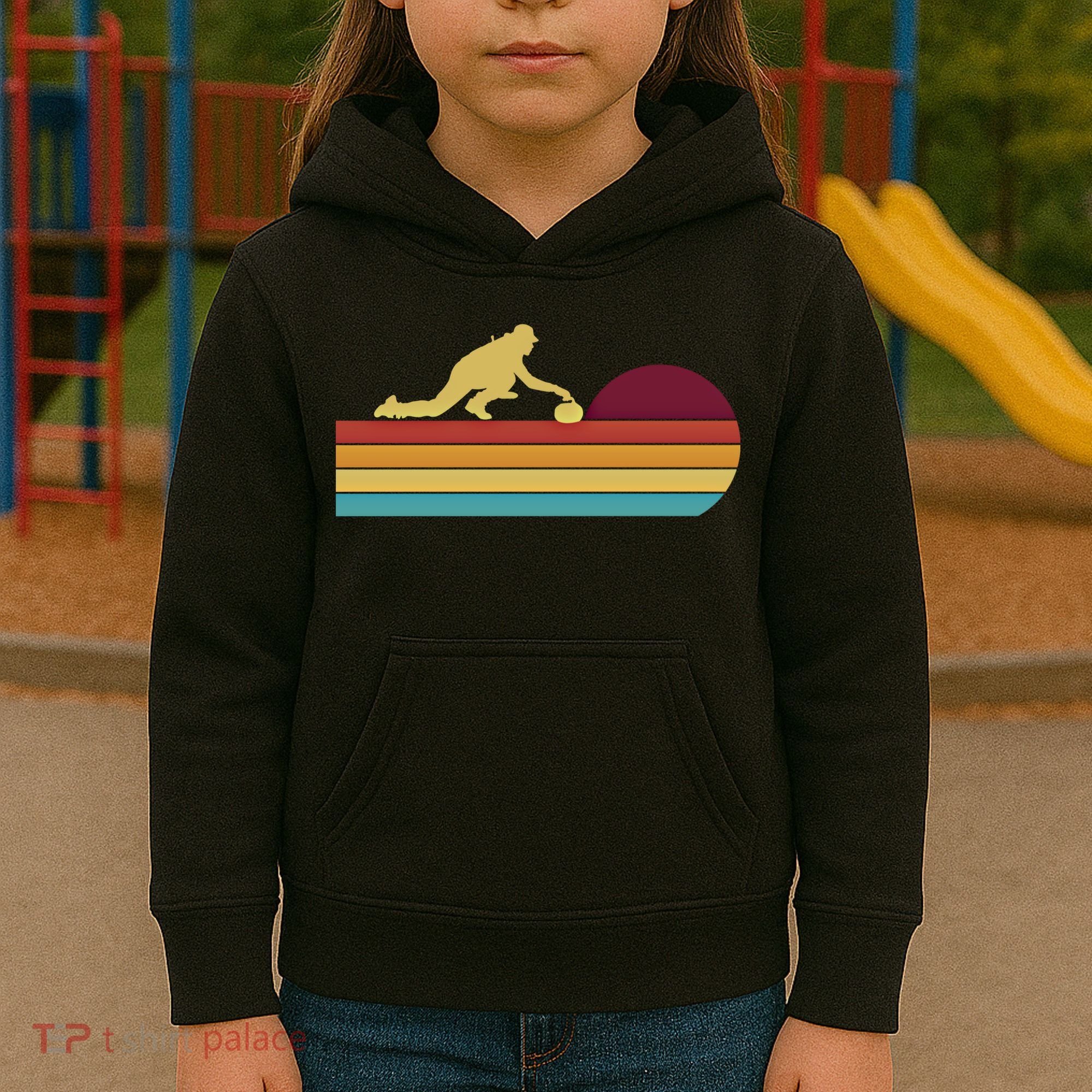 Funny Curling Retro Curler Ice Winter Sport Curlers Curling Gift Kids Hoodie