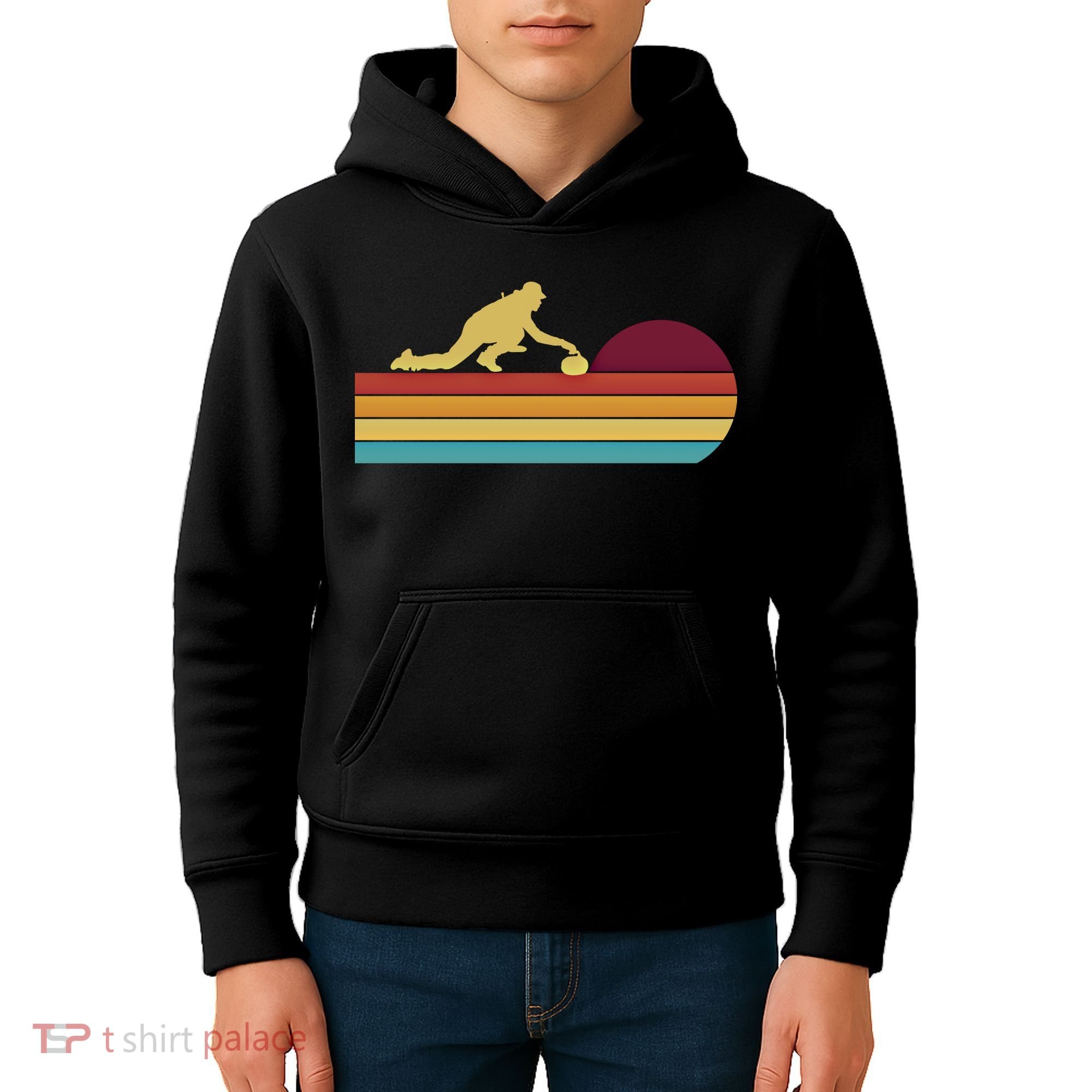 Funny Curling Retro Curler Ice Winter Sport Curlers Curling Gift Kids Hoodie