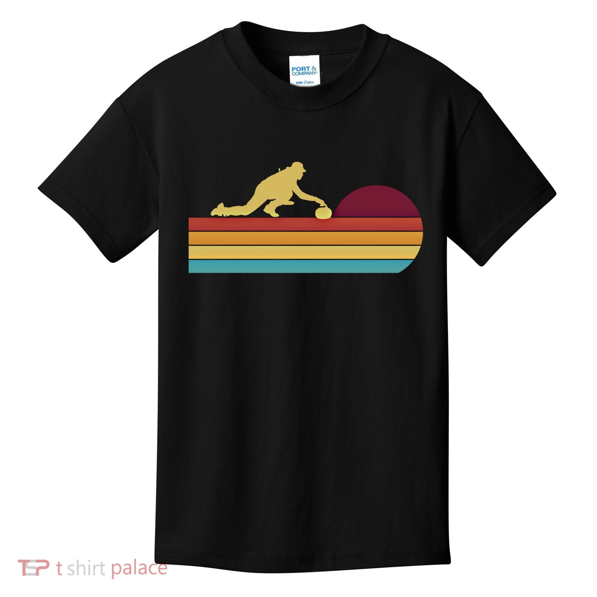 Funny Curling Retro Curler Ice Winter Sport Curlers Curling Gift Kids T-Shirt