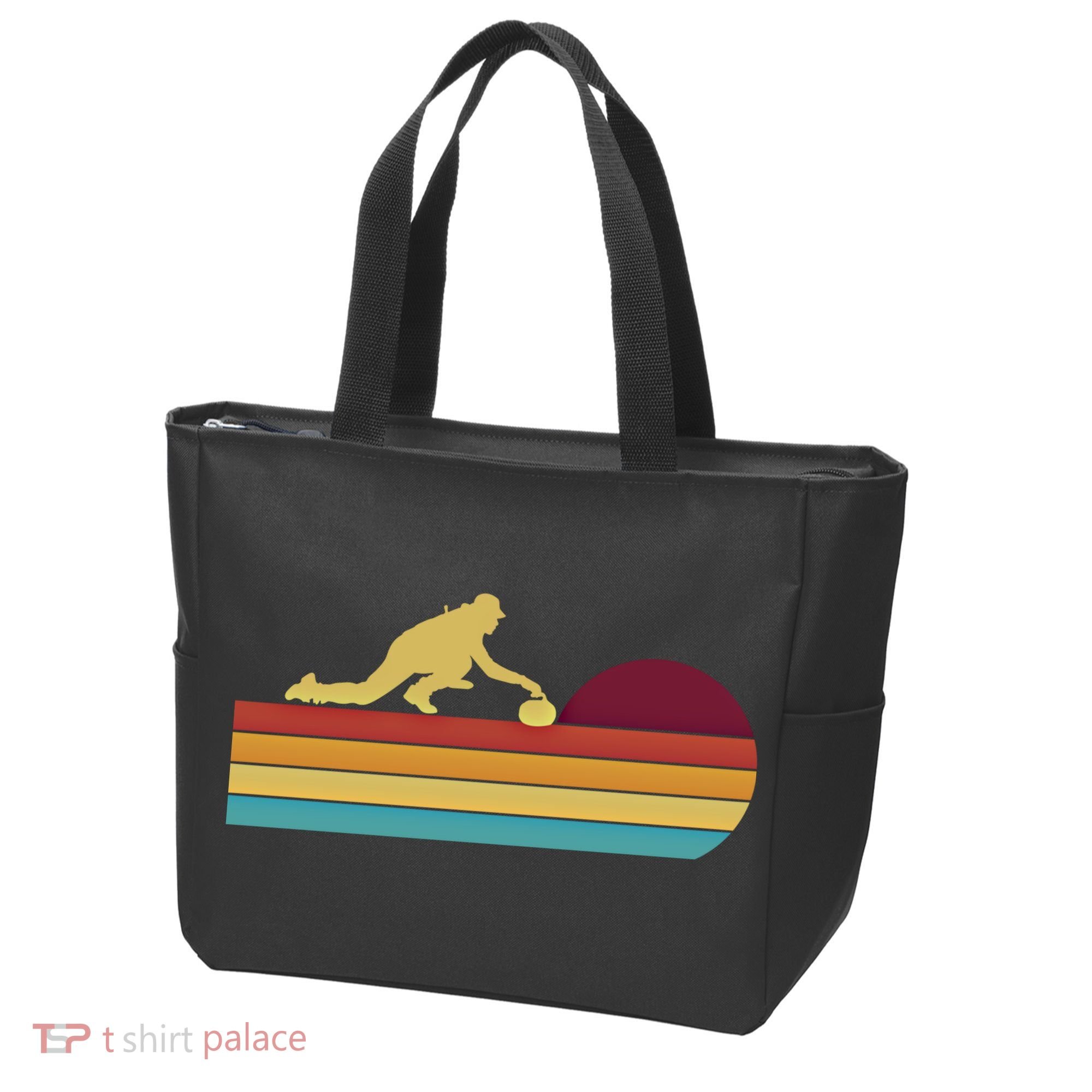 Funny Curling Retro Curler Ice Winter Sport Curlers Curling Gift Tote Bag