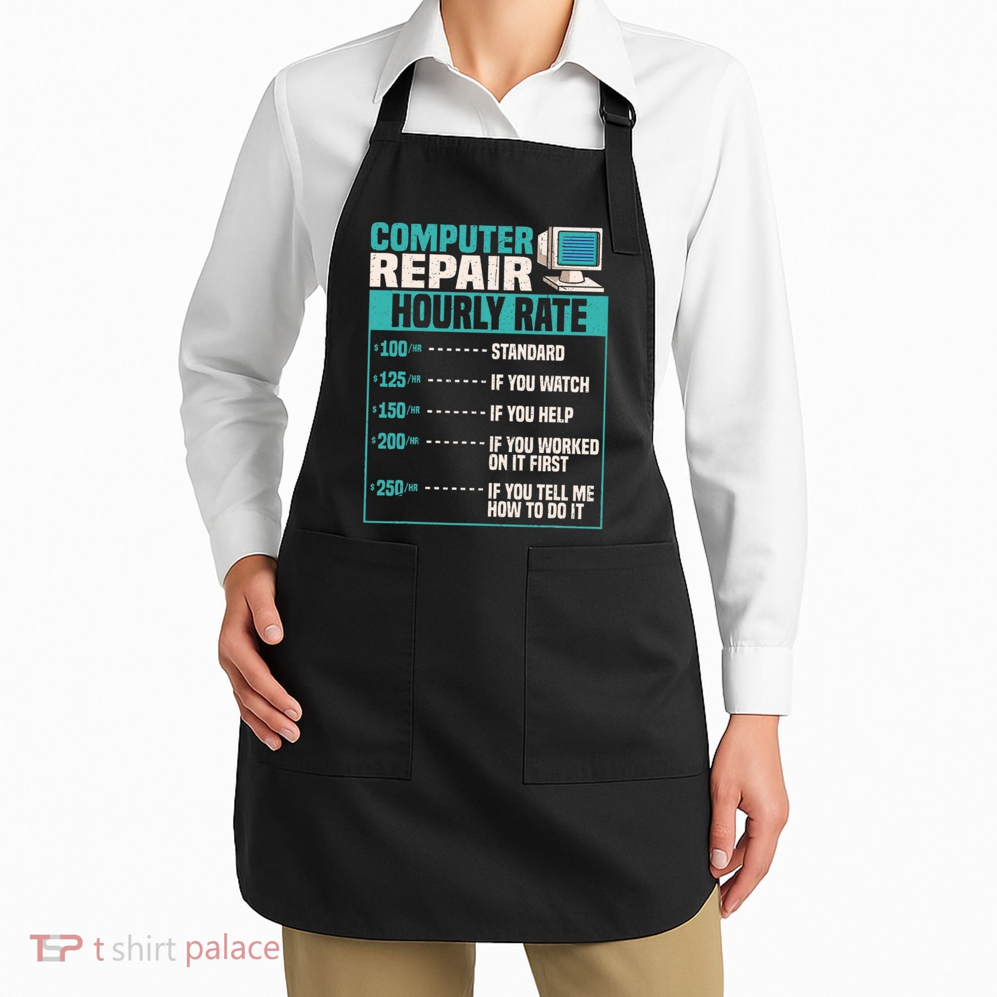 Funny Computer Repair Hourly Rate Apron