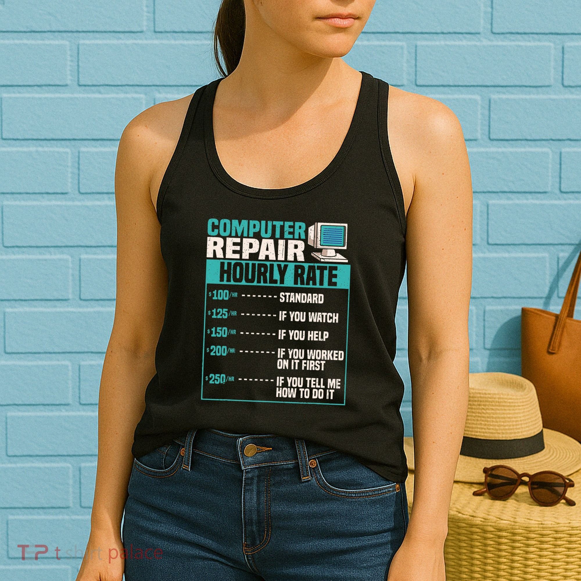Funny Computer Repair Hourly Rate Women's Tank Top