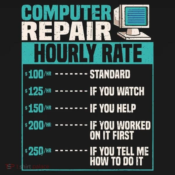 Funny Computer Repair Hourly Rate Tank Top