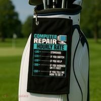 Funny Computer Repair Hourly Rate Golf Towel thumb 2