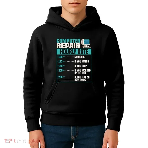 Funny Computer Repair Hourly Rate Kids Hoodie