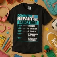 Funny Computer Repair Hourly Rate Kids T-Shirt thumb 3