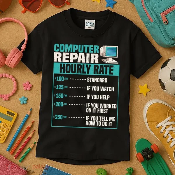 Funny Computer Repair Hourly Rate Kids T-Shirt