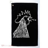 Funny Chicken Rooster Saying Fuck Golf Towel thumb 0
