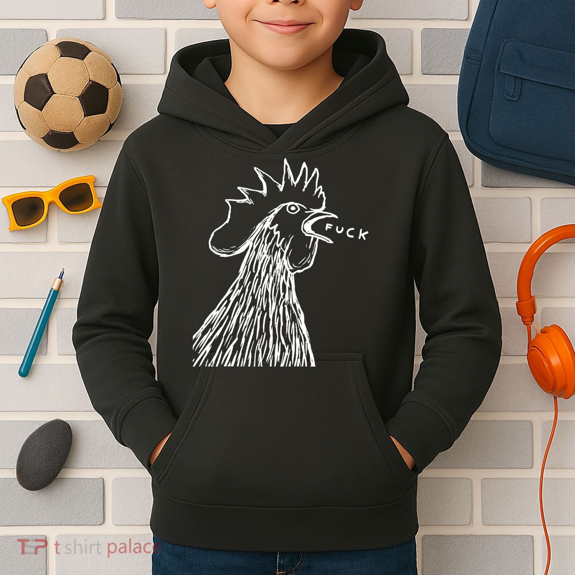Funny Chicken Rooster Saying Fuck Kids Hoodie